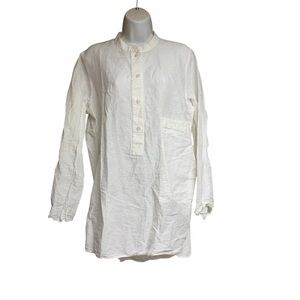 COS white linen long sleeve button tunic shirt top lagenlook M